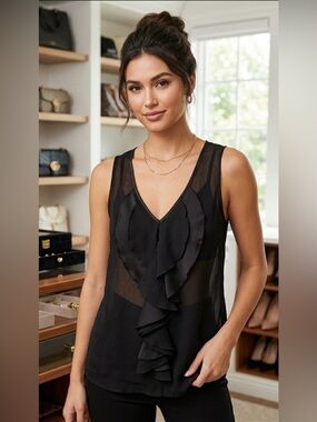 RW&CO. Sleeveless Ruffle Blouse